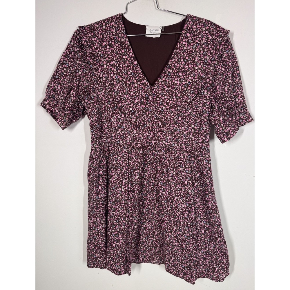 Hyacinth House Sadie Pink Ditzy Floral Sailor Mini Dress Women's XL Cottage Core